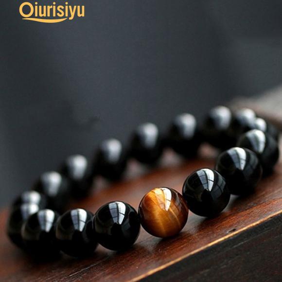 Unisex Retro Style Jewelry Agate Tiger Eye Beads Bangle Bracelet