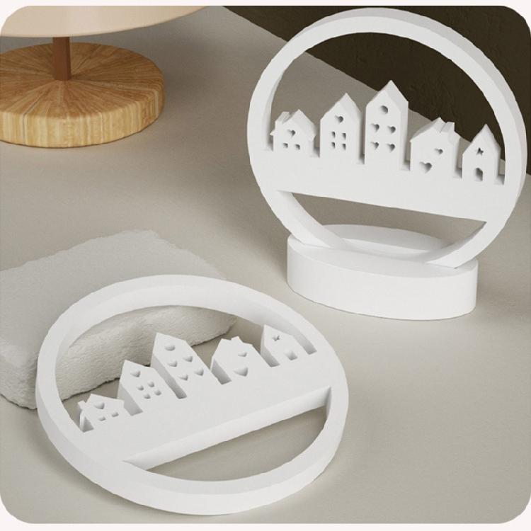 Circular House Silicones Molds with Base Molds for Gypsum Decorations, Wreath Silicones Molds with Base Molds