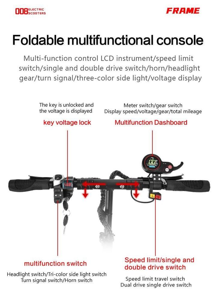 New E-scooter Q7Pro Escooter 3200W Dual Motor 52V19AH Battery Dual Drive 10 Inch Adult E-Scooter Silent Tire Foldable Electric Scooter