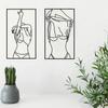 Очаровательный металлический настенный декор из 2 предметов - минималистский для ванной комнаты. Очаровательное линейное искусство для пар и отличный подарок для женщин.