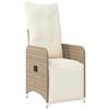 VidaXL Chaise inclinable de jardin avec coussins beige résine tressée, fauteuil de jardin inclinable, fauteuil inclinable de 365698
