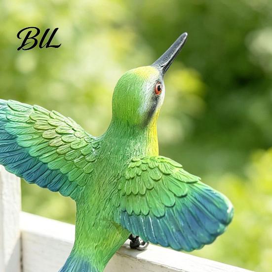 Outdoor Patio Ornament Resin Hummingbird Figurine, Clip?on Bird Statue for Fence, Flower Pot Tree Waterproof Animal Figurine Branch, Realistic