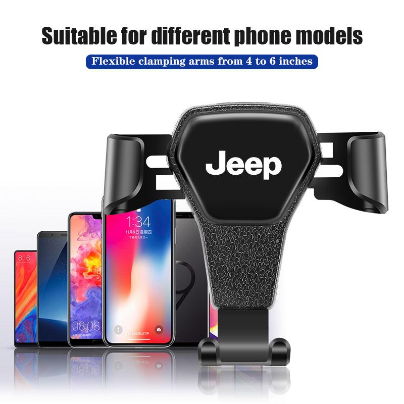 ALG4 Gravity Phone Holder Air Vent Clip Auto Lock Mobile Phone Stand For Jeep Wrangler Gladiator Renegade Grand Cherokee Valve Stem