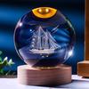 Personalize Wood Base logo 3d Laser Engraving Solar System Saturn Moon Crystal Glass Ball Home Decor Night Lights
