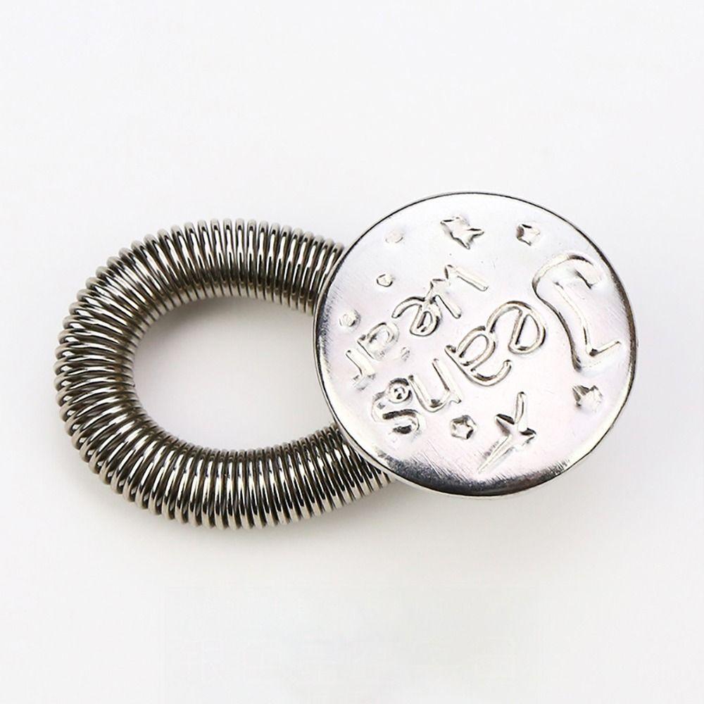 10Pcs Trousers Pants Stretch Waist Extension Metal Elastic Jeans Button Universal Spring Button