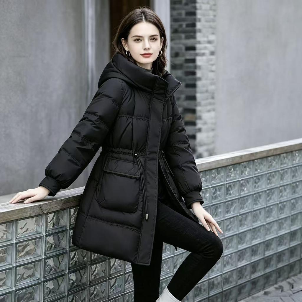 Padded clothes waist, medium and long year padded jackets, trendy slim jackets, new padded jackets for women, thickened in winter