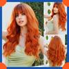 2025 Европейская мода длинный кудрявый парик для женщин тыквенно-оранжевый