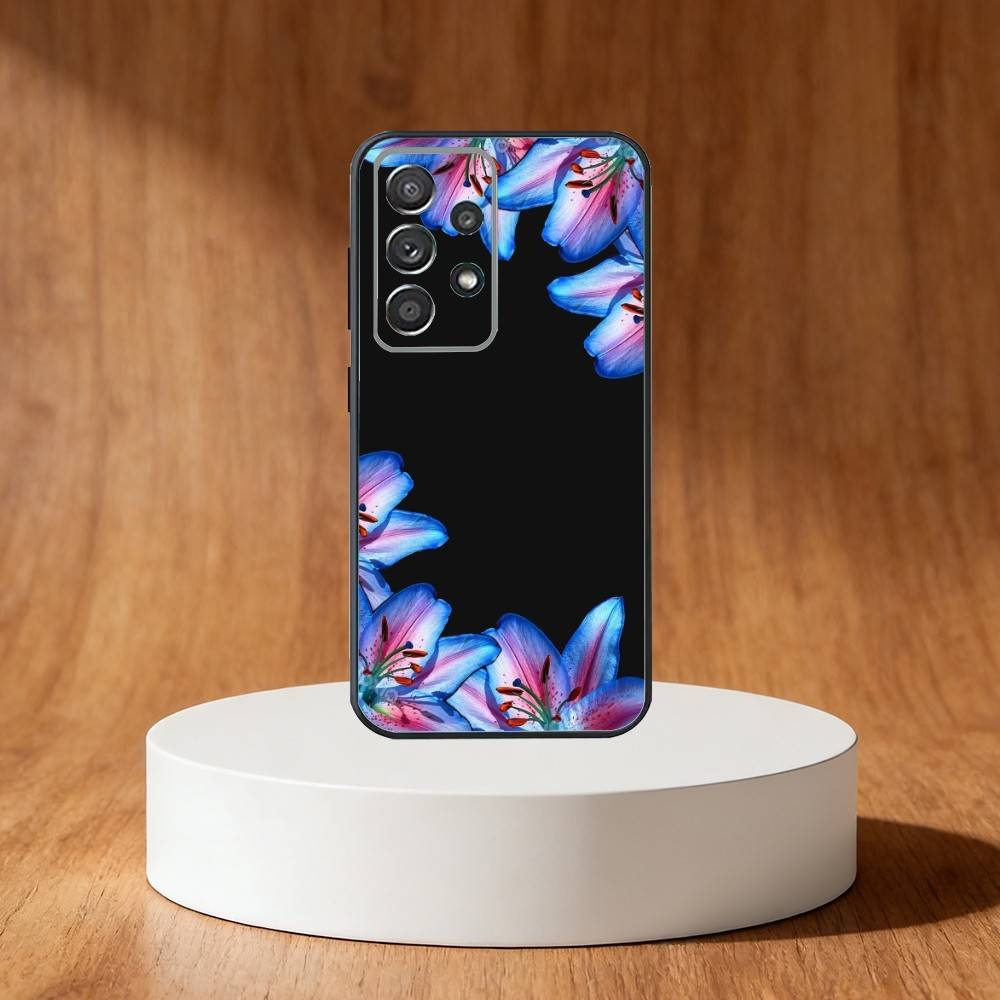 Neon Glow Flowers Phone Case For Samsung S25,S24,S21,S22,S23,S30,Ultra,S20,Plus,Fe,Note,10,9,5G Black Cover