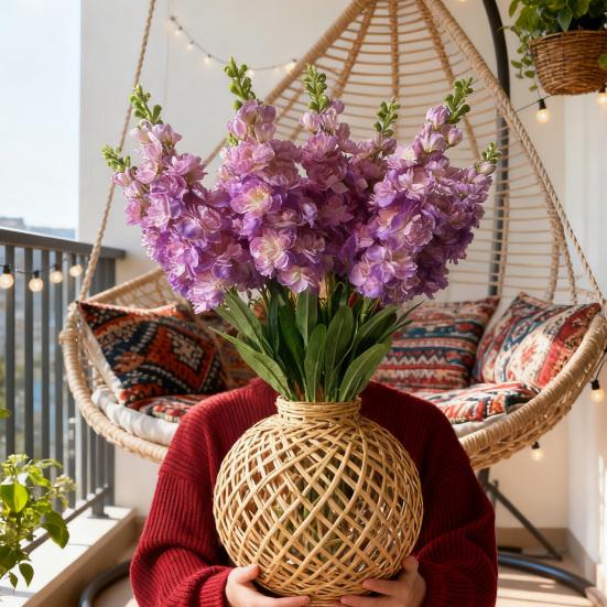 Faux Larkspur Pick Realistic Artificial Larkspur Blooms with Leaves Fake Larkspur Sprig for Home