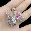 BELLA BOX Серьги-подвески с открытой петлей из розового циркония с ажурным дном и каплевидной формой для женщин