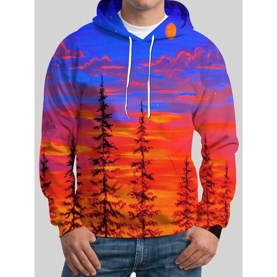 3D Printed Men's Hoodie Deer Pattern Trendy Sportswear Pullovers Long Sleeves Autumn Winter Sweatshirt
