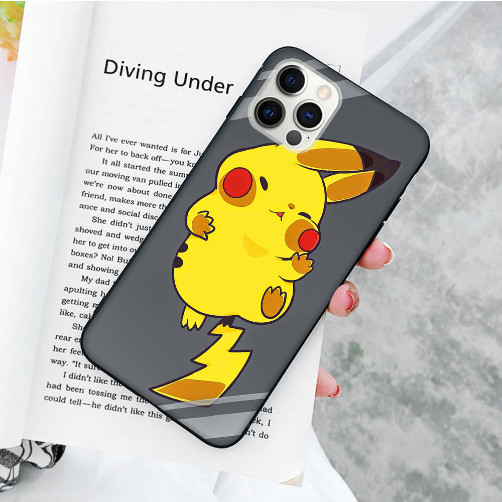 JP37 Pikachu Pokémon Black Soft Case for Xiaomi Poco X6 X4 M5 M6 F5 F6 C65 C55 C50 C51 C40 Pro Redmi 14C A3X 13C 12C 11T 10A 9C Note 7 6 8A Plus