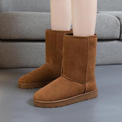 Зимние сапоги 2024 года, высота 20 см, толстая бархатная замша, теплая хлопковая обувь до середины икры