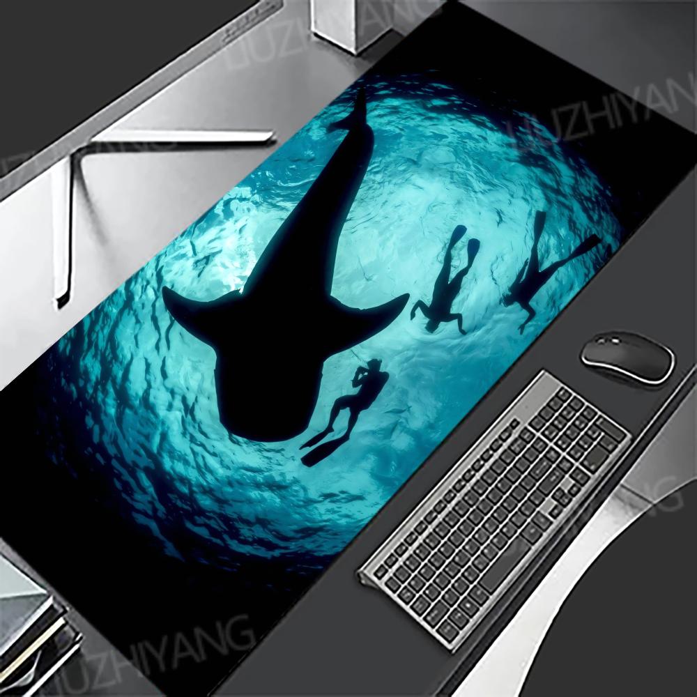 Large Shark Mouse Pad XXL Desk Accessories Pads Rubber Base With Stitched Edge Mousepad Non-Slip Mousepad Office Long