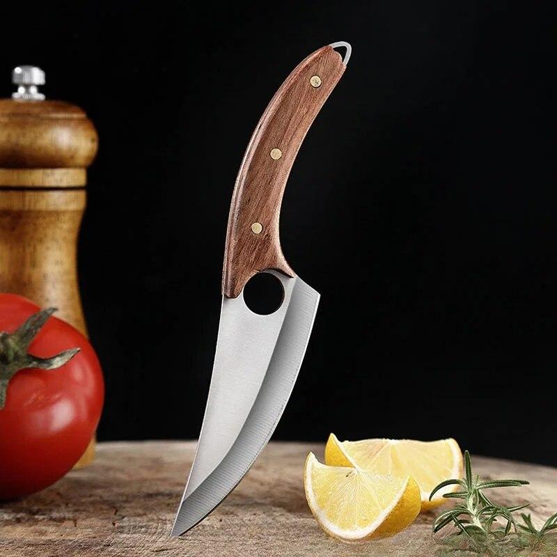 Нож для обвалки мяса, ножи для фруктов, деревянная ручка, уличный походный нож, многофункциональный кухонный нож с чехлом для ножа