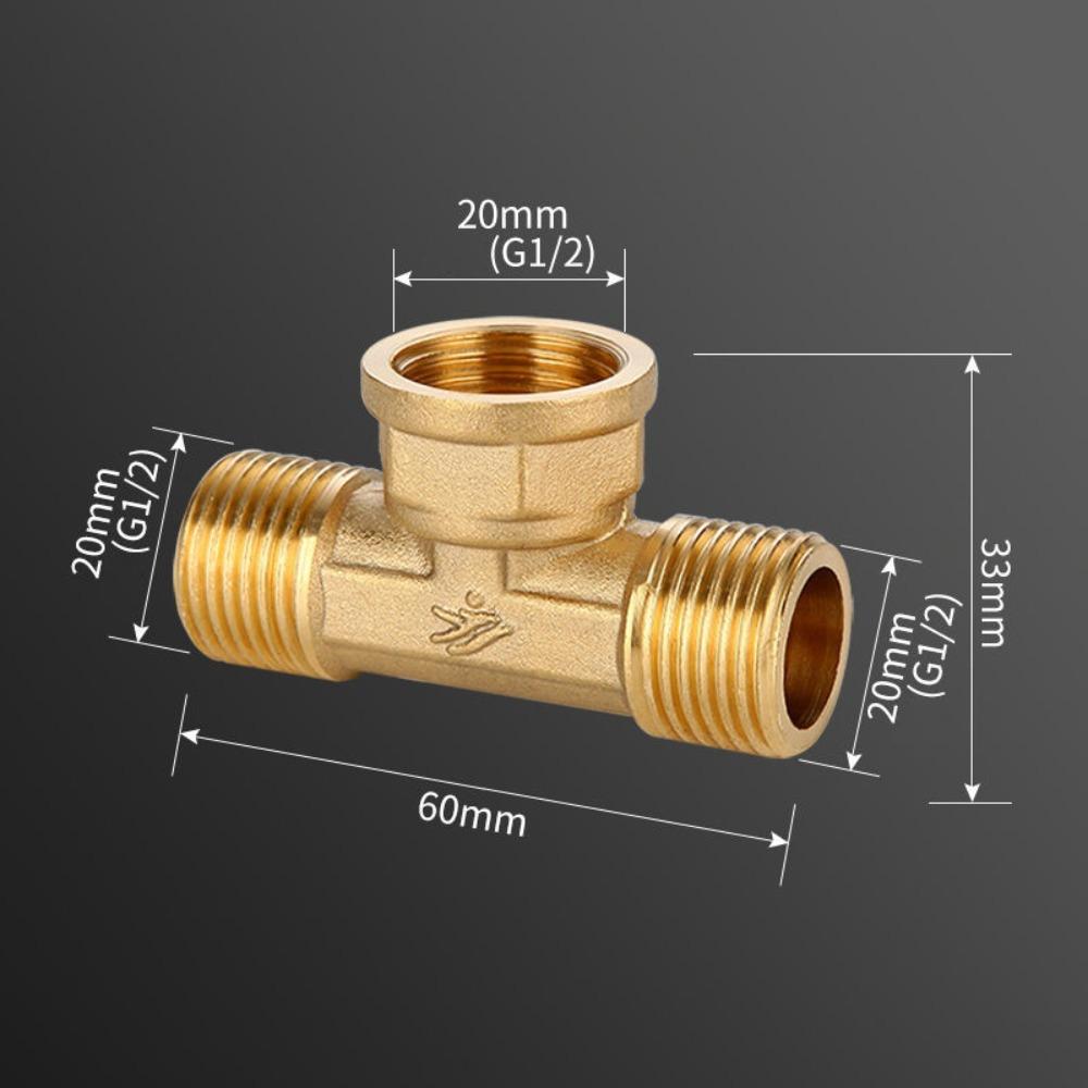 New 1/2 BSP Pneumatic Plumbing Connector Tee Type Male/Female Thread Copper Fittings Water Oil Gas Adapter