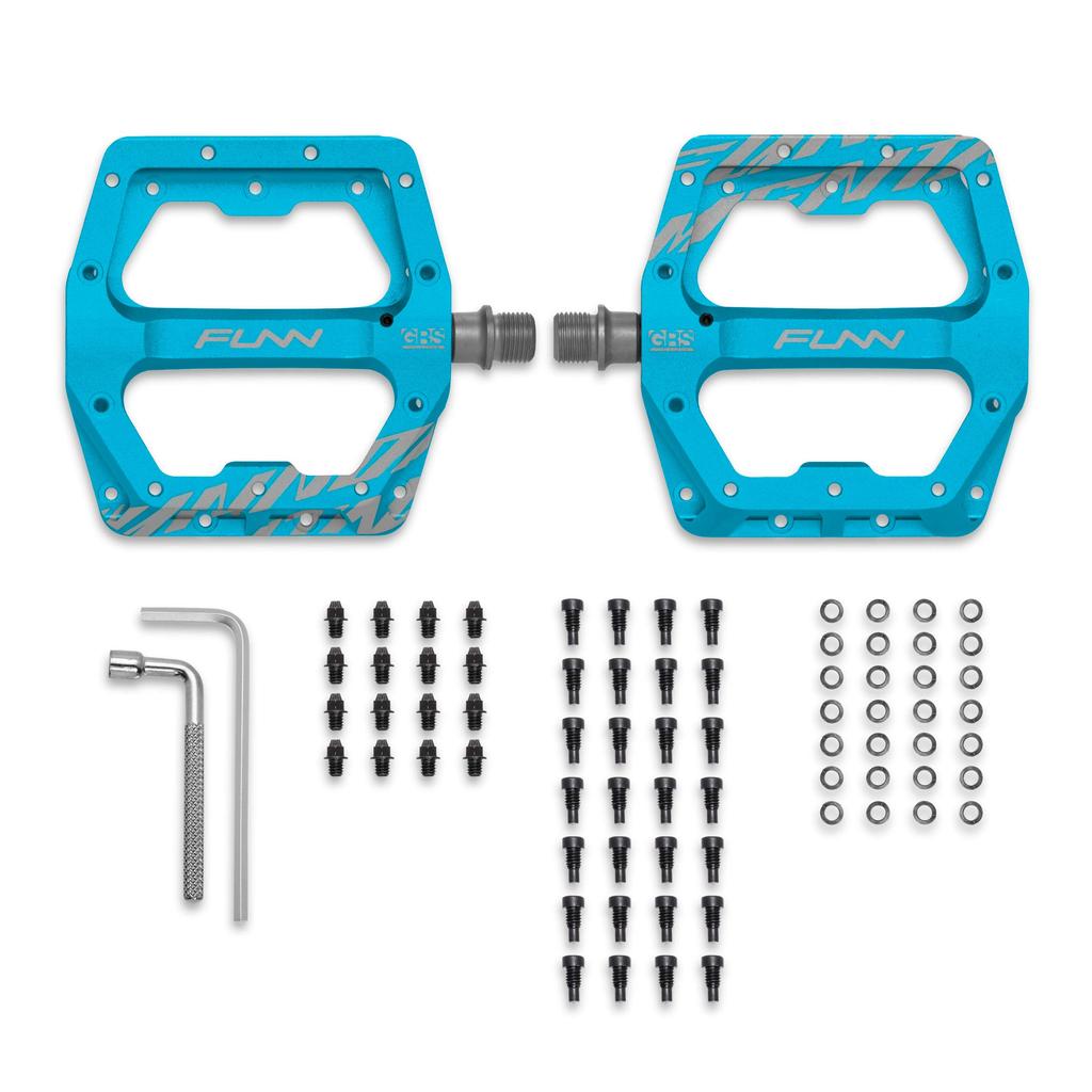 Funn Funndamental Flat BMX/MTB Pedals Set - Wide Platform Bicycle Pedals, 9/16-inch Steel Axle (Turquoise)