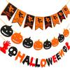 Halloween Pumpkin Lantern Backdrop & Photo Props Set with Party Banners and Hanging Flags