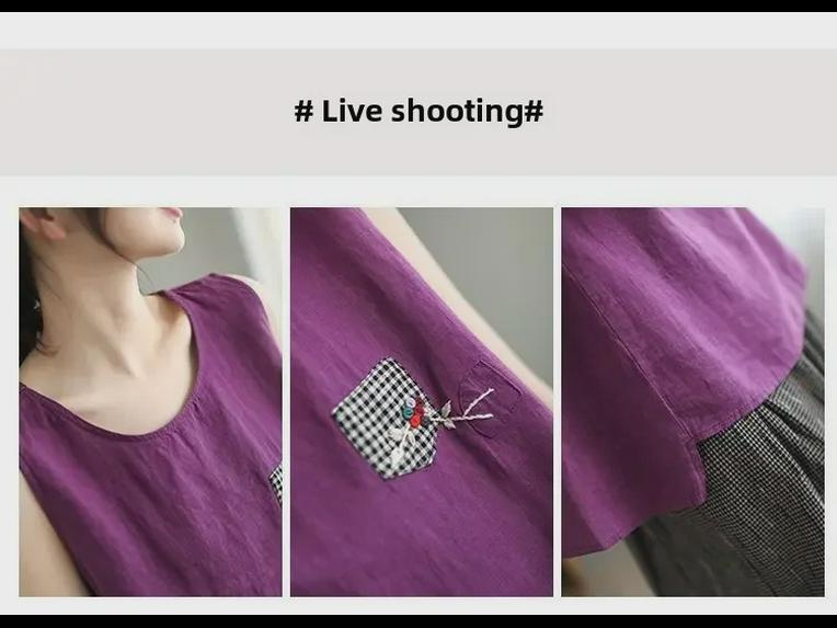 Женская свободная майка из хлопка и льна: Универсальный ретро-топ без рукавов для лета