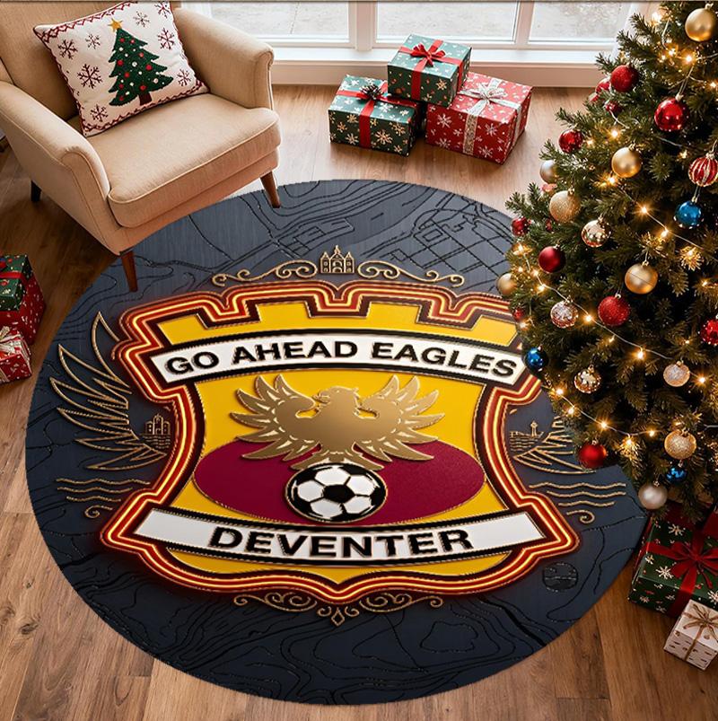 Go Ahead Eagles Pattern Round Rug, Indoor/Outdoor Mat, for Picnic, Gameroom, Bedroom, Office, Living Room, Home Decor Carpet, Birthday Gift