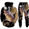 Весна Осень Мужская серия Viking Fishing 3D Printed Hoodie Модная повседневная уличная одежда Толстовки Спортивные штаны Комплект из 2 предметов