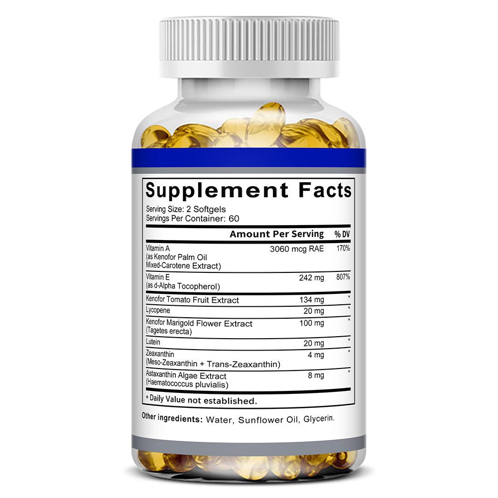 Kenofor Lutein Supplement, 20mg, with Zeaxanthin, Astaxanthin & Lycopene, AREDS 2 Ingredients, 120 Caps