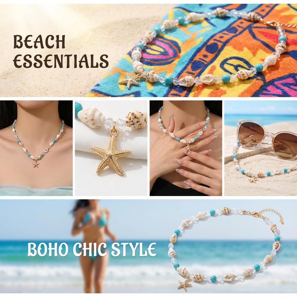 Bohemian Cowrie Shell Necklace for Women Summer Beach Choker Conch Starfish Pendant Beads Collar Boho Holiday Jewelry Gift 2026