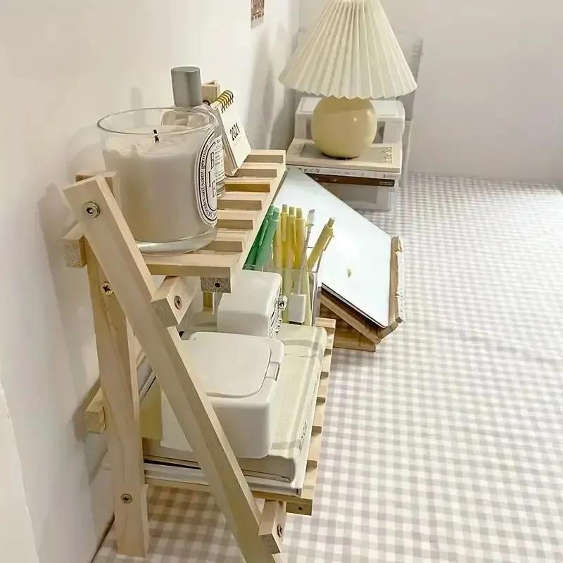 Двухуровневый деревянный настольный органайзер – Трапециевидная офисная полка для хранения канцелярских товаров и демонстрации