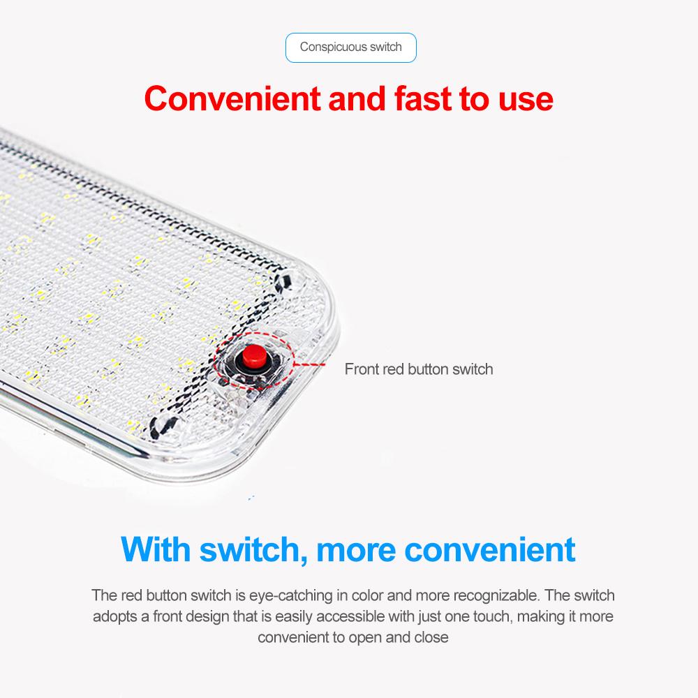 Светодиодный светильник для салона автомобиля, потолочный светильник для автофургона, лампа с выключателем 12 В-80 В 24 В, для кемпера, автобуса, лодки, грузовика, 48/72 светодиода