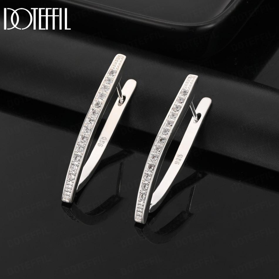 925 Sterling Silver AAA Zircon Piercing Earrings Fashion Wedding Jewelry