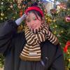 Striped Woolen Long Scarves Soft Shawl Wrap Vintage Winter Scarf  Women