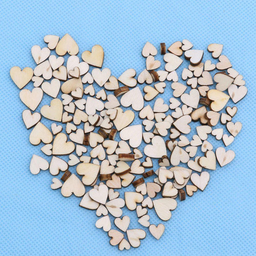 100PCS Mixed Decoration Rustic Wooden Love Heart Crafts Accessories Wedding Decor Table Scatter