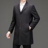 Осенне-зимняя ветровка мужская средней длины шерстяное пальто для среднего и пожилого возраста свободный большой размер костюм для папы костюм воротник полосатое пальто