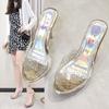 Sandals Fish Mouth Slippers Women Wear Transparent Large Size High Heels New Design Luxury Ladies Footwear