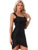 Allegra K Women's Sparkling Sequin Tank Dress, Sleeveless, Party Dress, Slim Fit, Short, Black, Size M