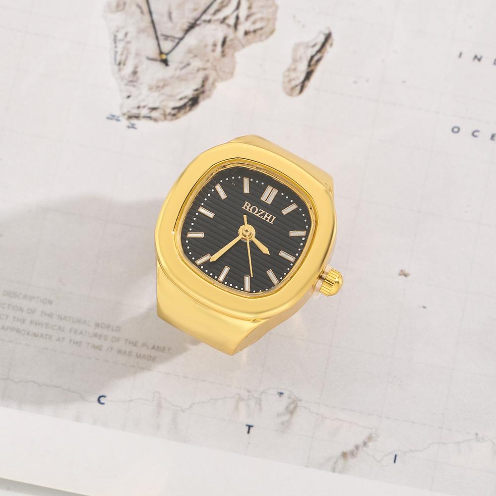 Ring Quartz Watch Creative Alloy Shell Finger Square Dial Couple Men And Women