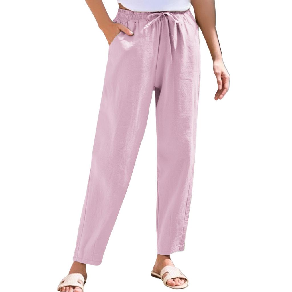 Women's Cropped Pants Stralght Pants With Pockets Lightweight Caual Loose  Trousers