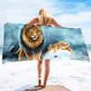 Пляжное полотенце Лев Голова Дикого Короля Животных Микрофибра Мягкое Банное полотенце для Плавания Путешествий Пикника на Открытом Воздухе для Мужчин