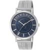 Versace V-ESSENTIAL Essential Watch, Blue Dial, Stainless Steel, Sapphire Crystal, Quartz Movement, 40mm, Swiss Made, VEJ400821, Men's, Silver