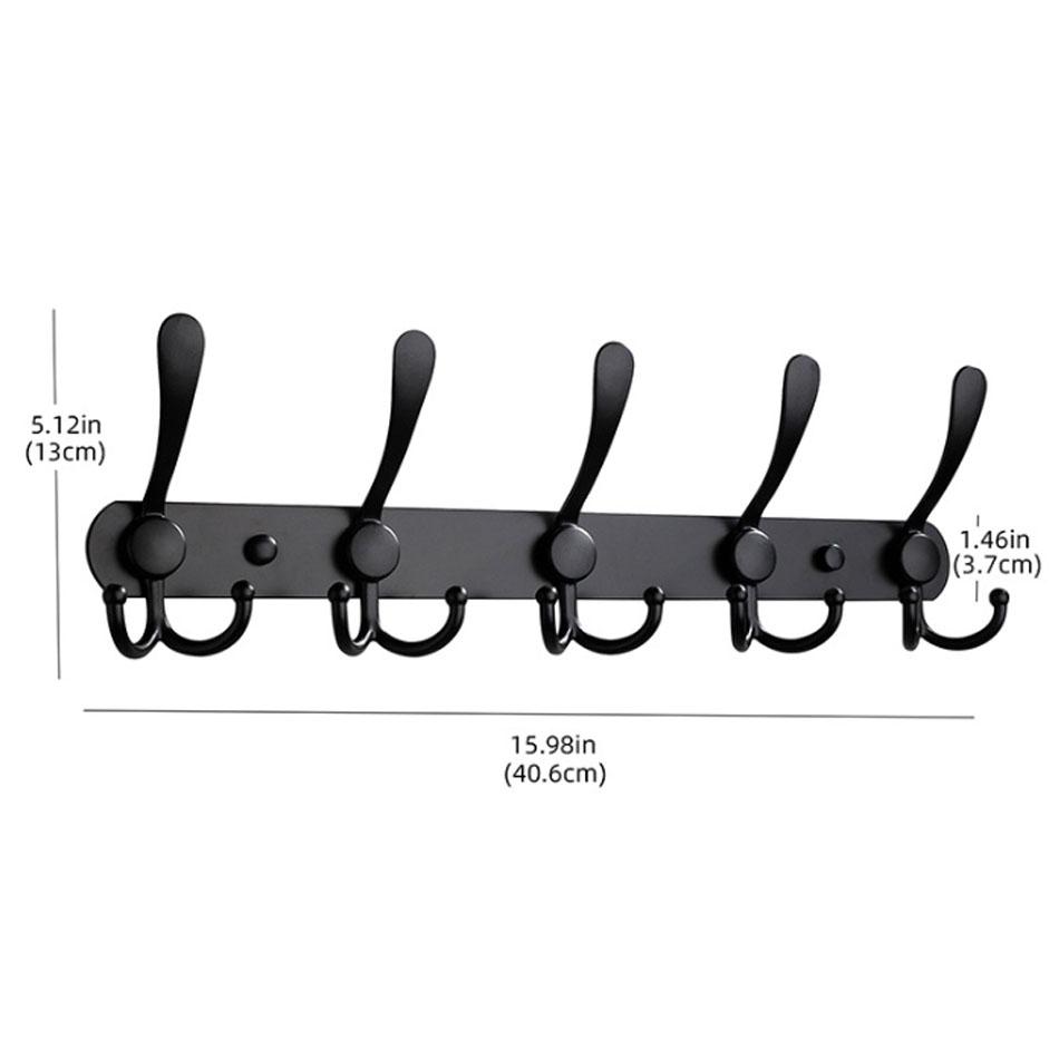 Дверной крючок из нержавеющей стали, белый, черный, настенный, для ванной комнаты, спальни, ключей, шляпы, пальто, одежды, полотенец, вешалка для хранения, 5 рядов крючков