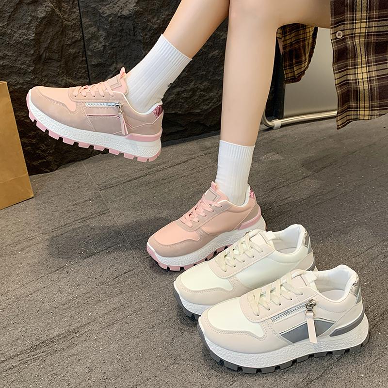 Модные женские кроссовки на платформе, 2025 год, осенний новый тренд, универсальные, модные, легкие, дышащие, повседневные