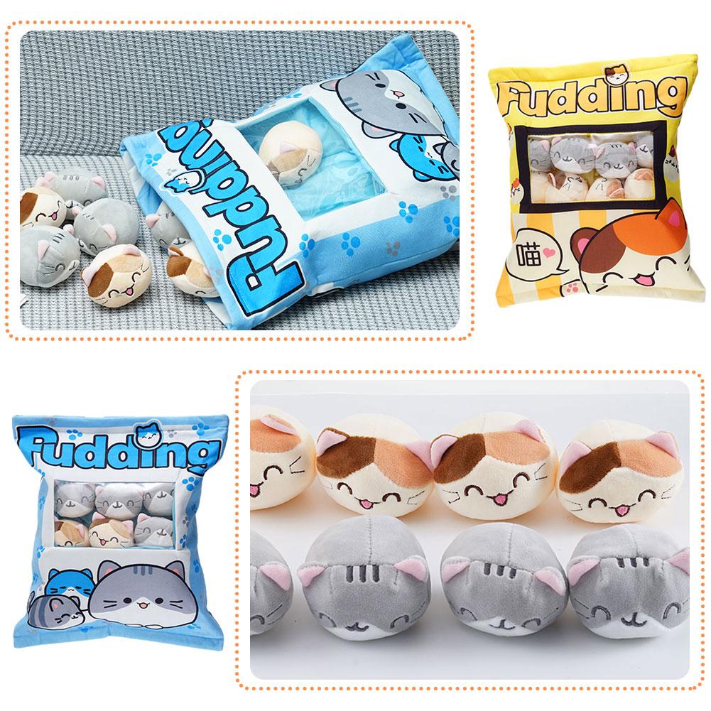 Cute Cat Snack Stuffed Dolls Pillow Pudding Decorative With Cat Plush Pillow Birthday Toy Kawai G8Z2