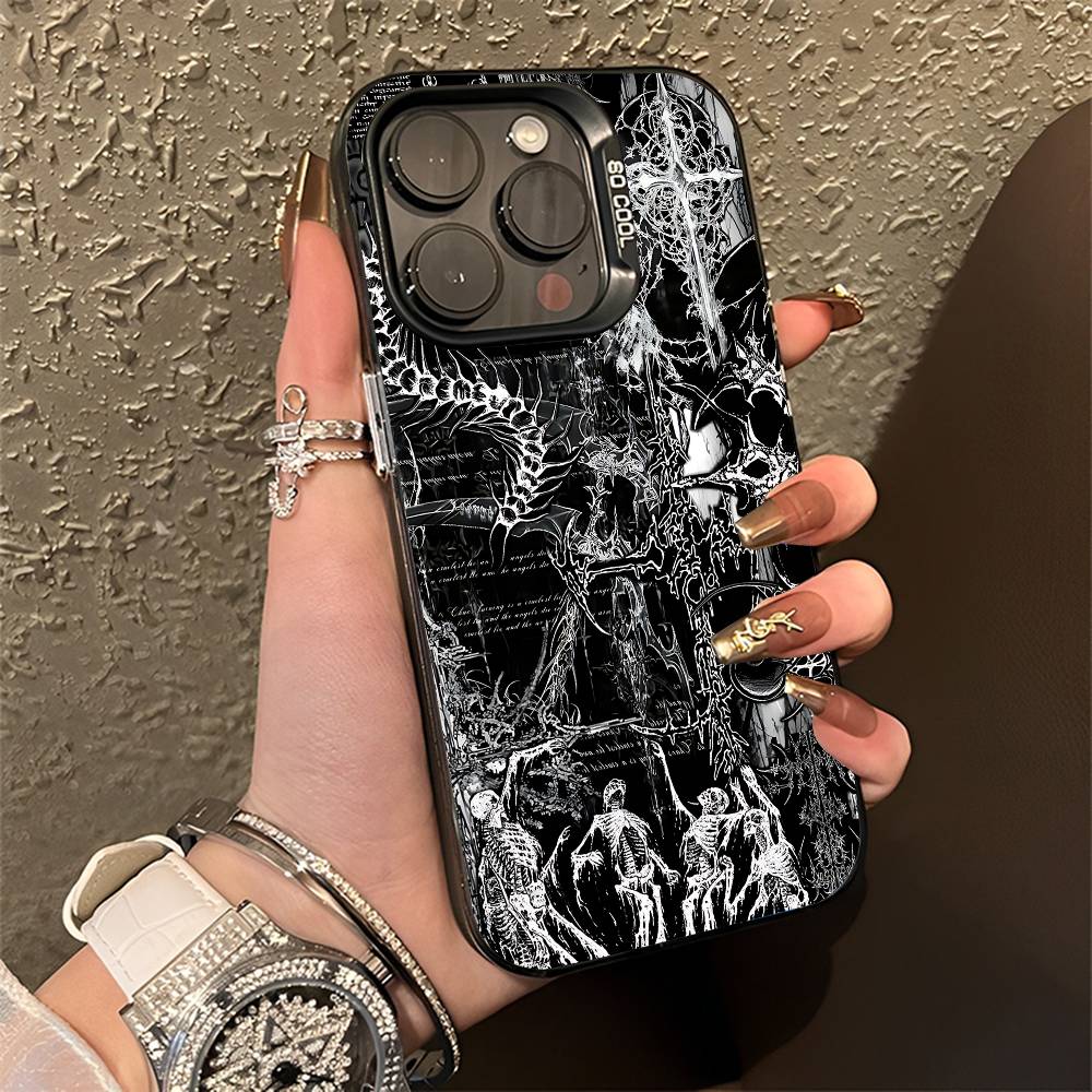 Кибер-Сигил Крест Готический Чехол для Телефона для iPhone 15,16,12,14,13,17,11,E,Pro,Max,Plus,Air,Mini Черный ТПУ Чехол