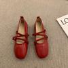 Fashion Bailamos Women Shoes 2024Brand Designer Mary Janes Shoes Woman Square Toe Japanned Leather Flats Vintage Narrow Band Loafers
