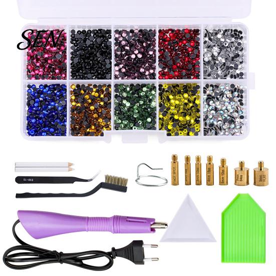 Flatback Rhinestone Setter Wand Hotfix Applicator Kit with 7 Tips, Hot Fix Tool Tips Tool, for DIY Clothing Fabric Craft Projects Shoes Bags
