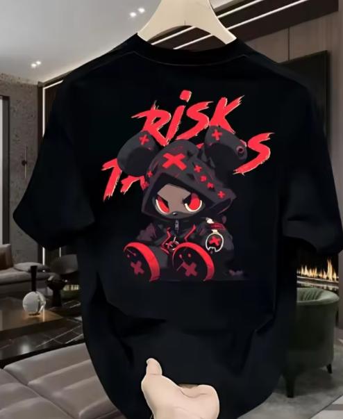 Hot Selling Unisexs High Street Cartoon Printed Polyester Micro Elastic Breathable Round Neck TShirt Outdoor Urban Fashion Top