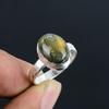 Green Labradorite 8x10 MM Cabochon Hand Crafted Stone Fine Polished 925 Sterling Silver Ring with Unique Design Gift Wedding Engagement