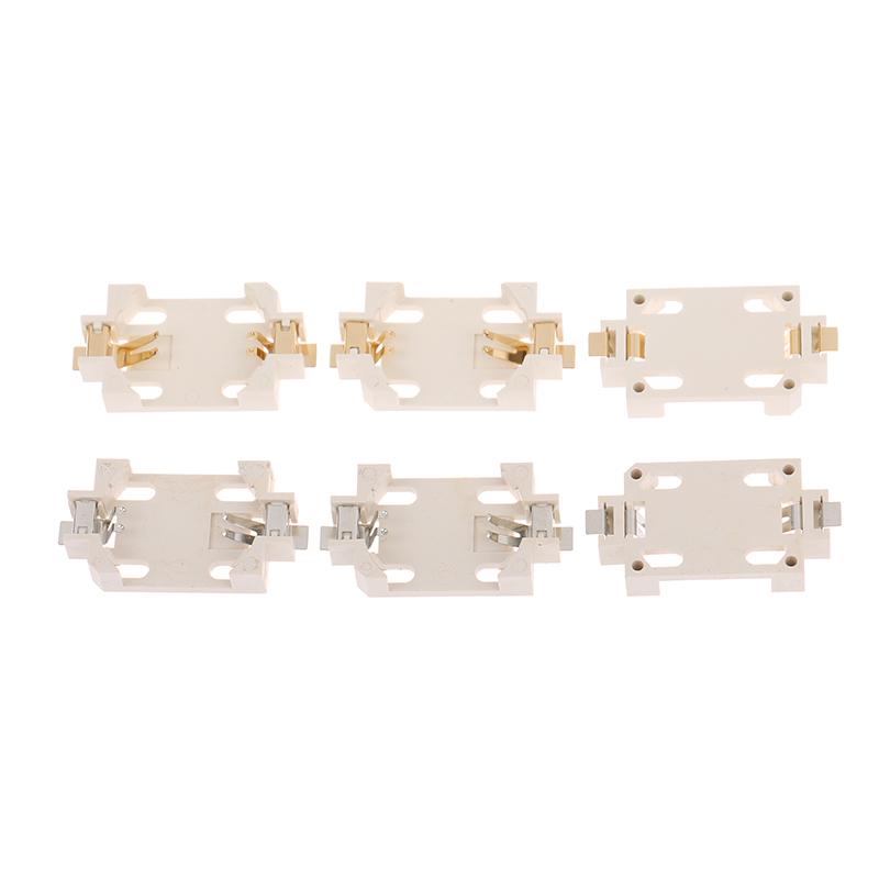 10Pcs White Housing Gold-Plated Tin-Plated Button Battery Holder For Cr2032 Cr2025 Bs-6 Smd Button Battery Holder Socket Cases