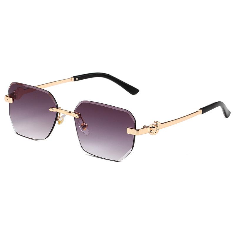 Women's sunglasses, rimless trimming sunglasses, concave lenses, metal polygons, men's trendy European and American glasses