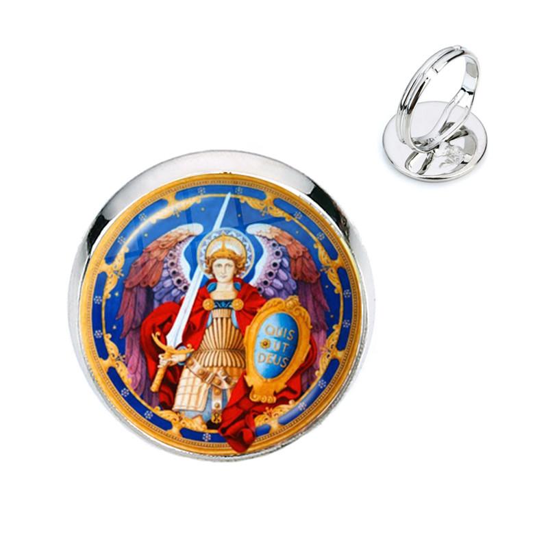 St.Michael Rings Fashion Protect Me Saint Shield Protection Justice Adjustable Rings Talisman Christian Holy Gifts For Friends